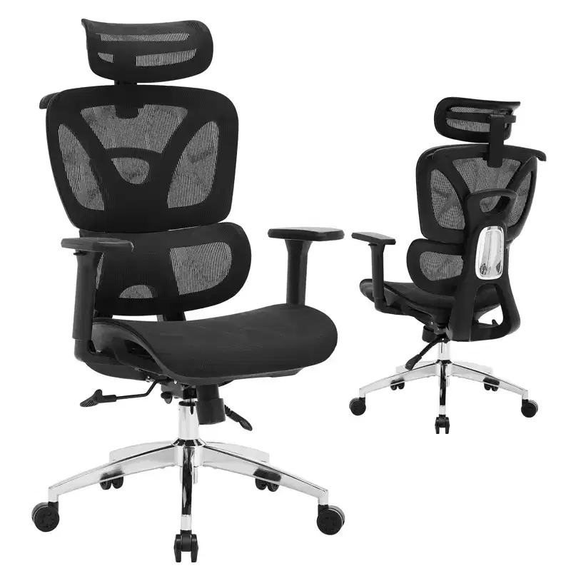 Premium Ergonomic Mesh Office Chair with Adjustable Headrest, Lumbar Support, 3D Armrests, Breathable Design for Home & Office