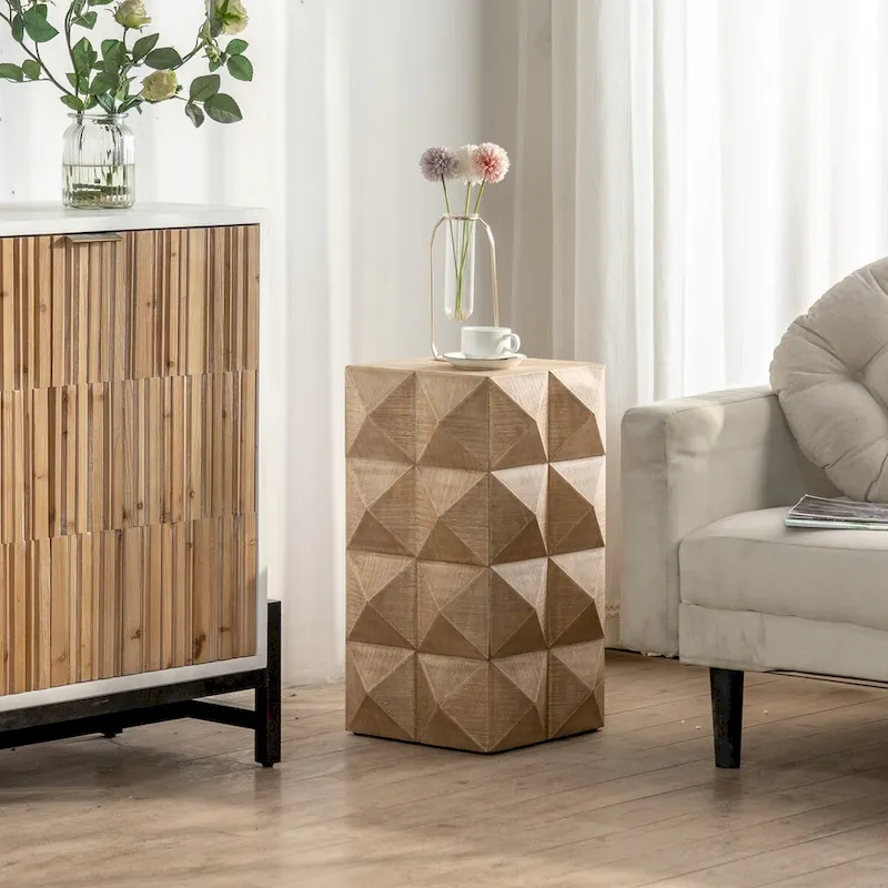 23.62Height Three-dimensional Embossed Pattern Design Retro Coffee Table Retro Furniture