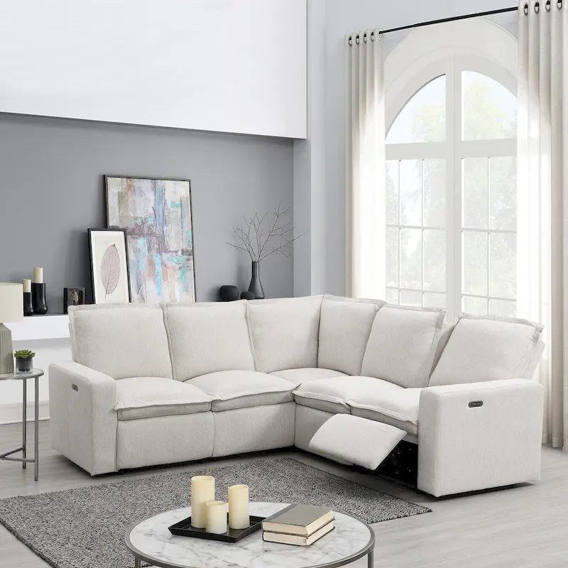 Power Recliner Chair L-Shaped Sectional Sofa, Home Theater Seating Soft Chair