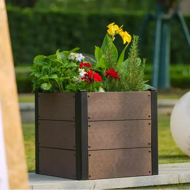 Elevated Garden Bed Planter Box,Durable Composite Material,Deep Root Design,Outdoor, Easy Assembly for Vegetables, Herbs, Flowers,19.29*19.29*17.72 in