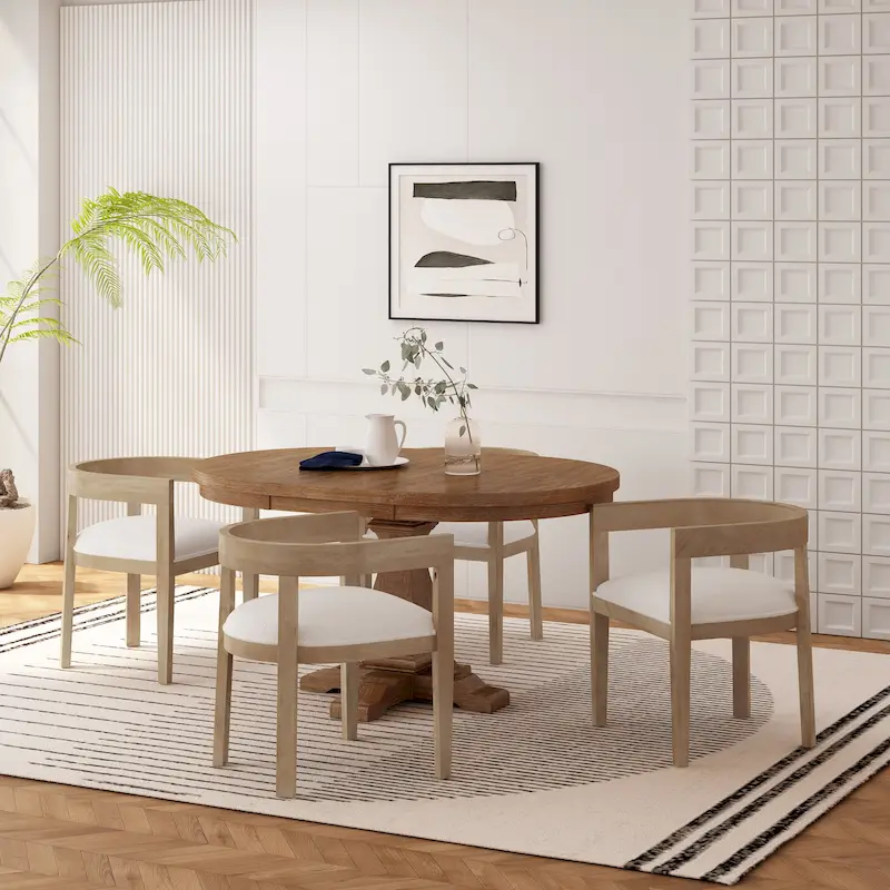 Hudson Fabric and Wood 5 Piece Dining Set by Christopher Knight Home