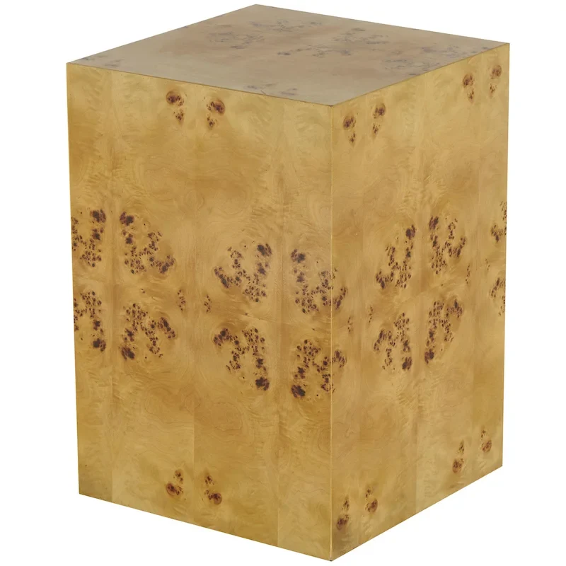 Wood Square Cube Side End Accent Table with Wood Grain Patterns - Brown - Roche River Decor