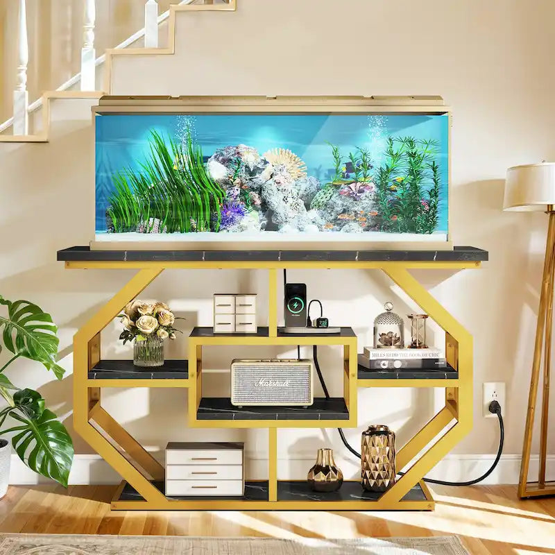 Moasis 55-75 Gallon Aquarium Stand with Power Outlet,Console Table for Entryway
