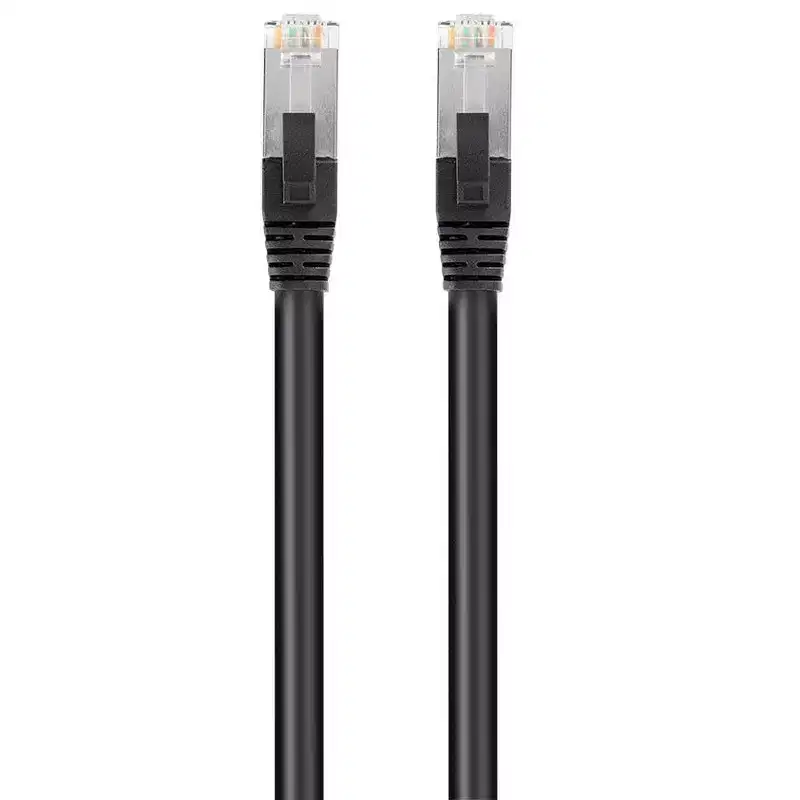 Monoprice Cat6 PoE Ethernet Patch Cable - 50 Feet Black 600V Shielded RJ45 Solid 550MHz 24AWG
