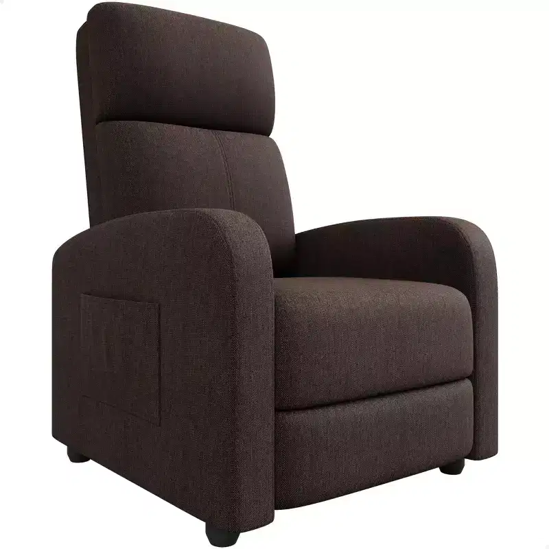 Recliner Chair for Adults, Lazy Recliner Ergonomic Adjustable Single Sofa Enhanced with Side Pocket, Tall Back, Wide Arms & Padded Seat
