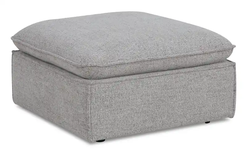 33.85 Silver Grey Chenille Fabric Ottoman with Feather Down Cushion