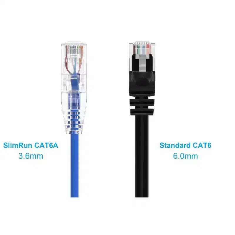 Monoprice Cat6 Ethernet Patch Cable - 2 feet - Blue | Snagless RJ45 Stranded 550MHz UTP CMR Riser Rated Pure Bare Copper Wire 28AWG - SlimRun Series