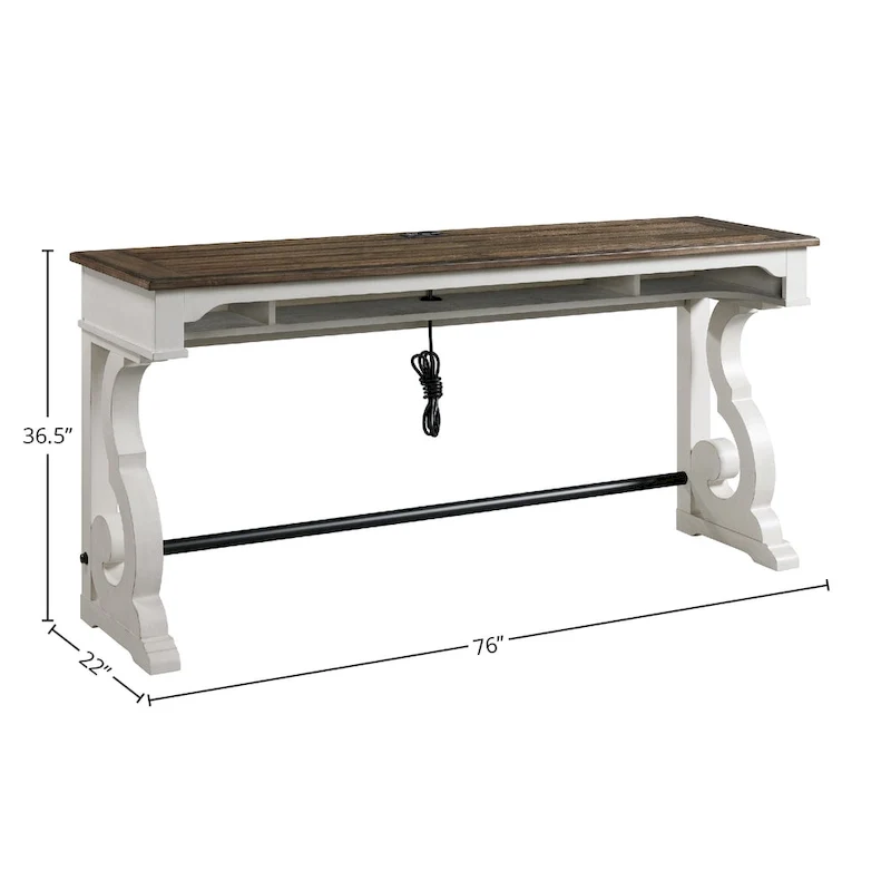 Drake Sofa Bar Table by Intercon, Two-Toned Rustic White and French Oak Finish