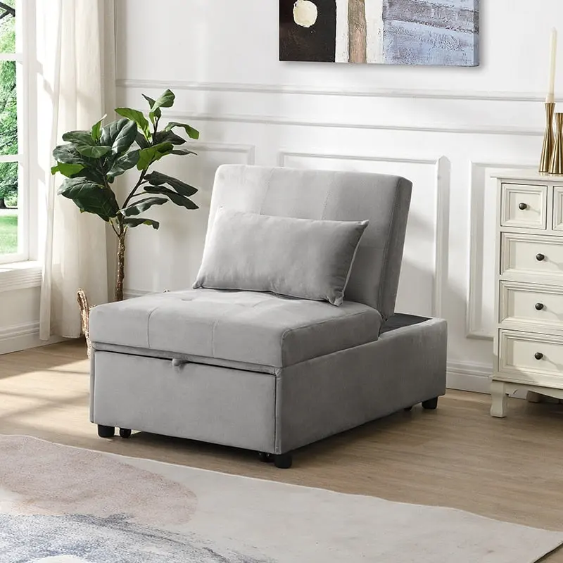 Folding Ottoman Sofa Bed-Gray
