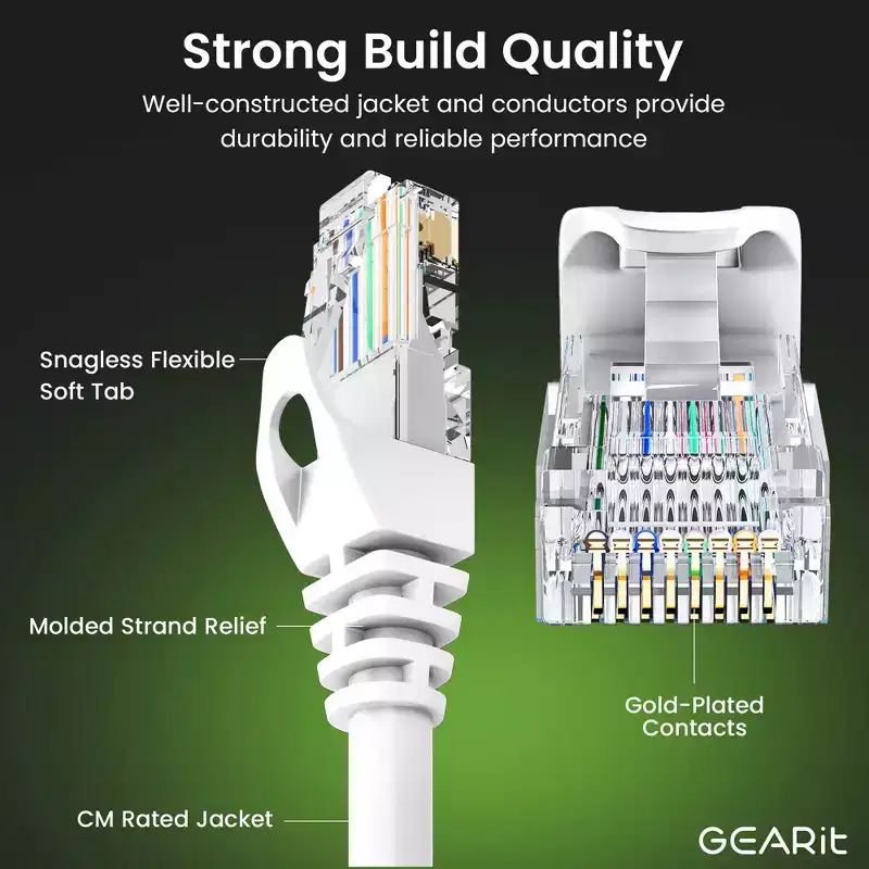 GEARit Flexible Soft Boot Cat6 Ethernet Patch Cable, White