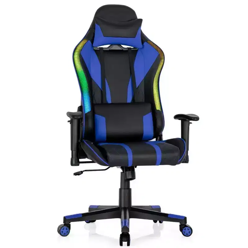 Adjustable Swivel Gaming Chair with RGB LED Lights 鈥?PVC Leather, 330 lb Capacity