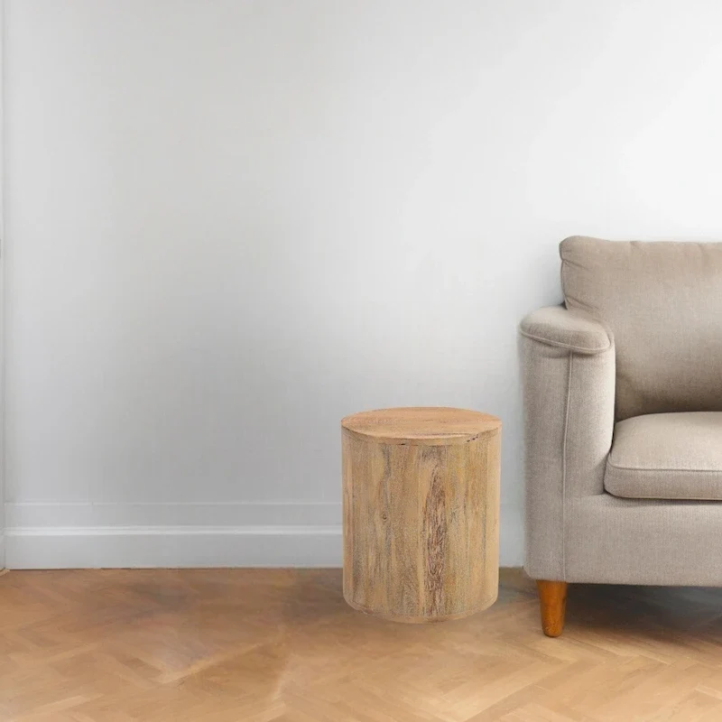 HomeRoots 18 Natural Solid Wood Round End Table - 16' X '18' X '16