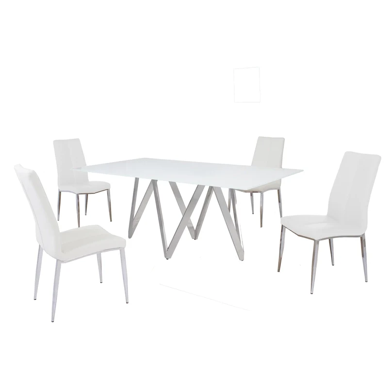 Somette Alyssa Starphire White 5-Piece Dining Set