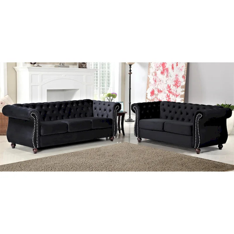 Kemos Velvet Chesterfield 2-piece Living Room Set