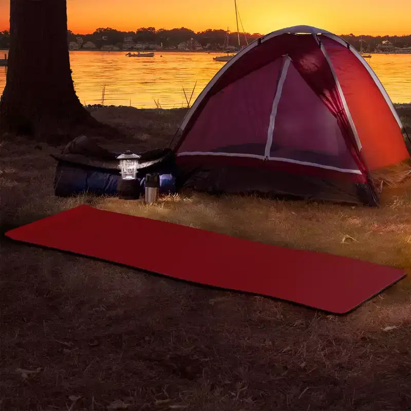Foam Sleep Pad - 0.50in Thick Non-Slip, Lightweight, Waterproof Camping Mat with Carry Handle for Cots, Hiking or Sleepovers by Wakeman Outdoors (Red)