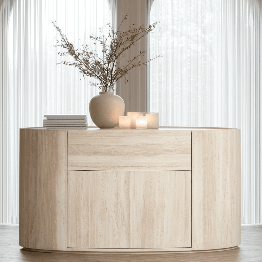 Travertine Effect 2 Door Sideboard