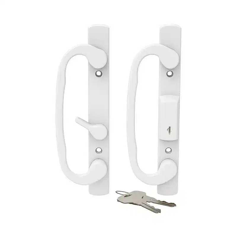 Brixwell 13-245WK Patio Door Handle Keyed Offset Latch White Finish