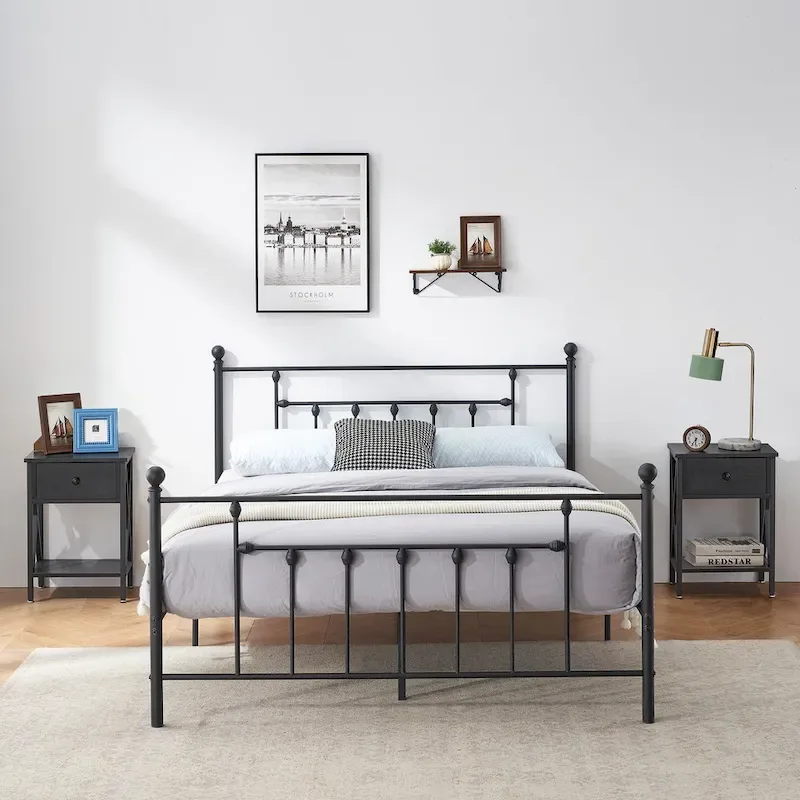 Javlergo 3-Piece Bedroom Sets with Metal Platform Bed Frame and Nightstand Set of 2