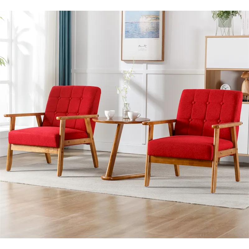 Mid Century Modern Accent Chairs Set of 2 with Side Table