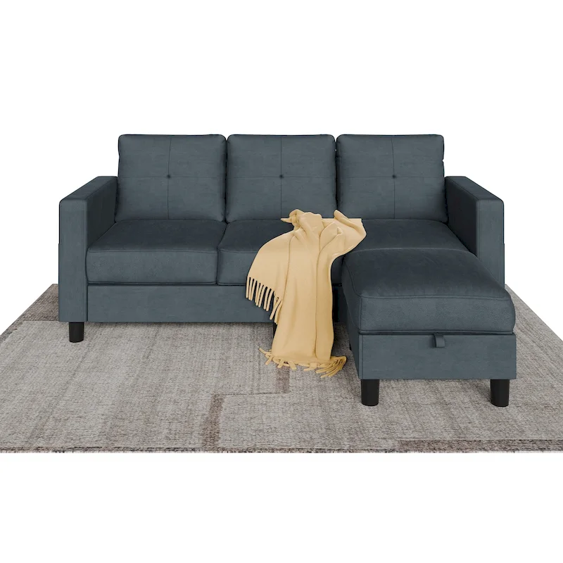 Futzca Modern L-shaped Convertible Sectional Sofa w/ Reversible Chaise