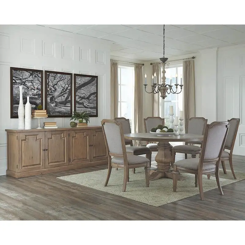 Rhea Classic Round Dining Table - Rustic Smoke - Rustic Smoke