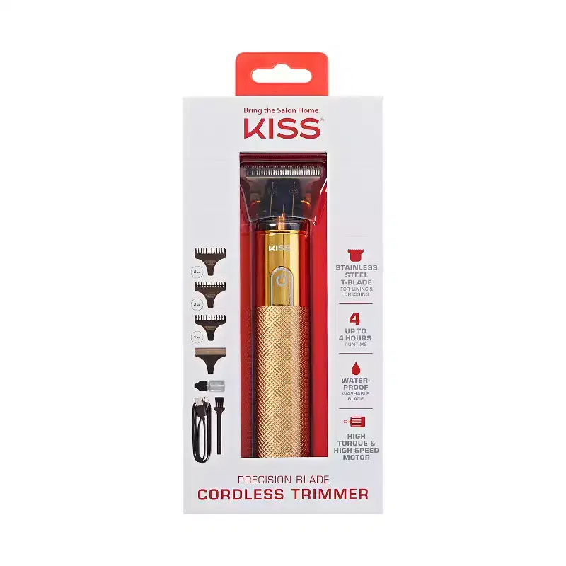 KISS Products Precision Blade Cordless Trimmer: Face, Head, Whole Body Application, Includes Cleaning Brush, Charger