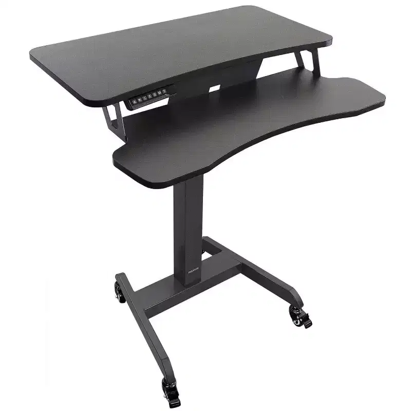 Mount-It! Electric Mobile Adjustable Standing Workstation with Wheels | Rolling Sit Stand Workstation with Programmable Height Adjustment Controller