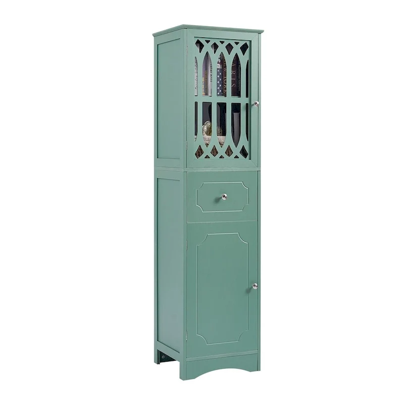64 Tall Freestanding Bathroom Cabinet with Drawer and Adjustable Shelf