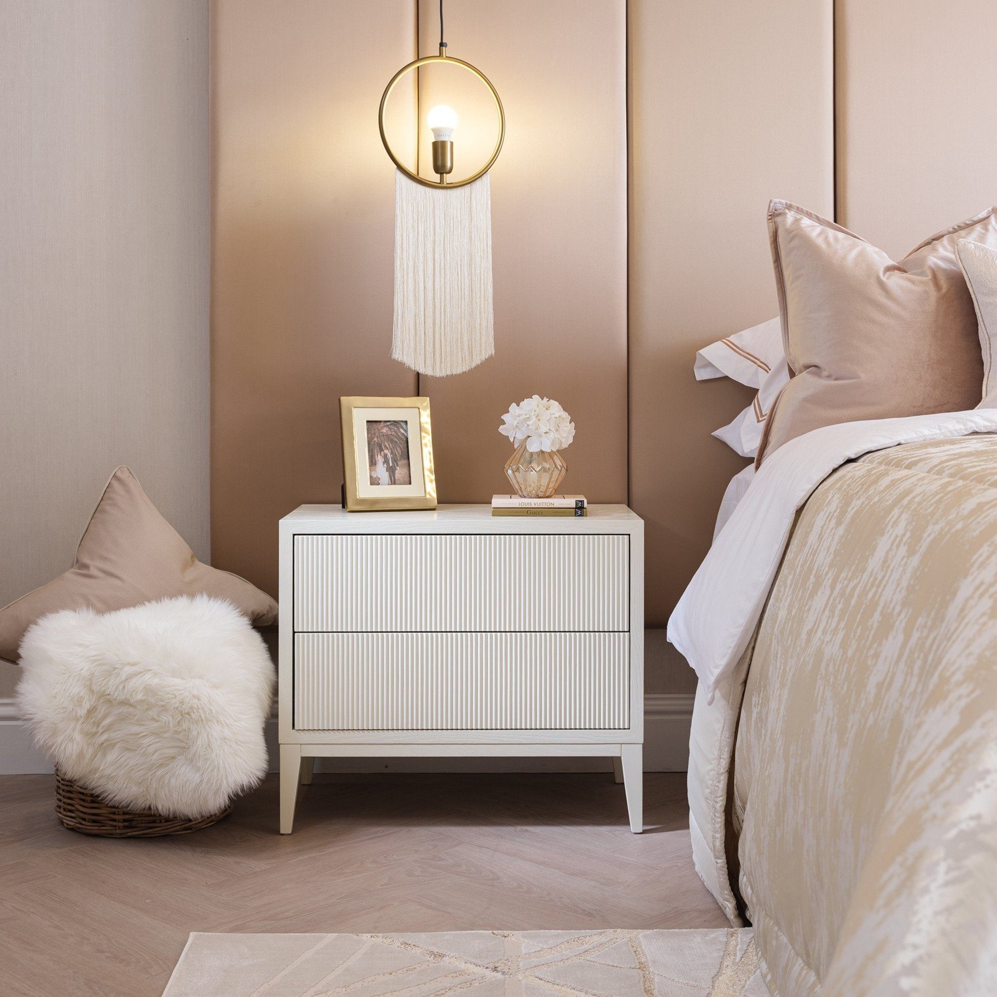 Ivory Wide Bedside Table
