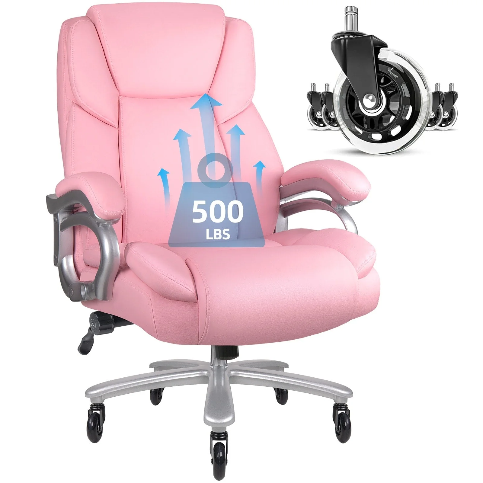 Bossin Big and Tall Executive Office Chair,500LBS Adjustable Lumbar Support Ergonomic Chair with High Back PU Leather Computer