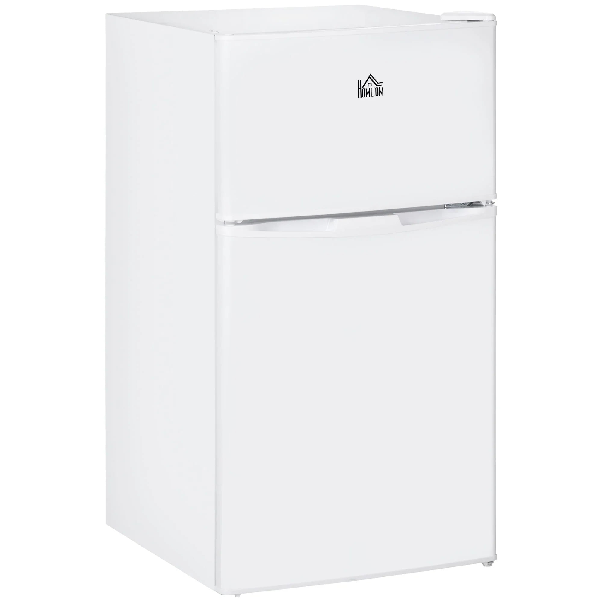 HOMCOM Double Door Mini Fridge with Freezer, 3.2 Cu.Ft Compact Refrigerator with Adjustable Shelf, Adjustable Thermostat