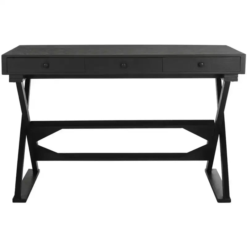 Weathered Black Writing Desk with Drawer, Fir Wood & MDF, Home Office Study Desk