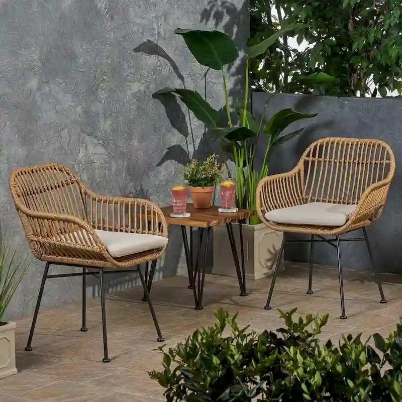 Outdoor Patio Rattan Chairs Set of 2 by Christopher Knight Home