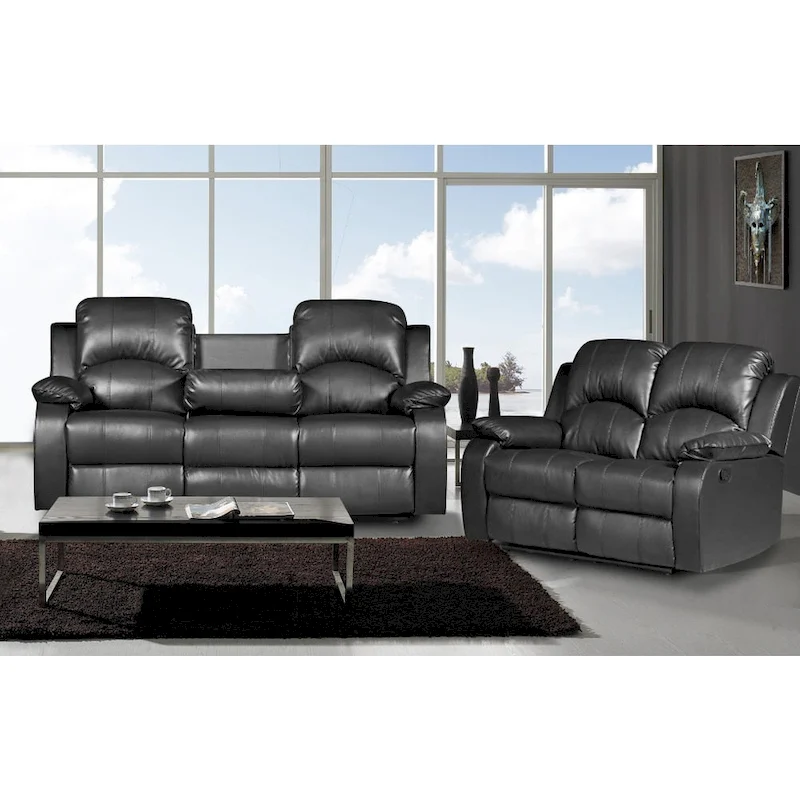Nadia 2-piece Bonded Leather Recliner Sofa Loveseat Set