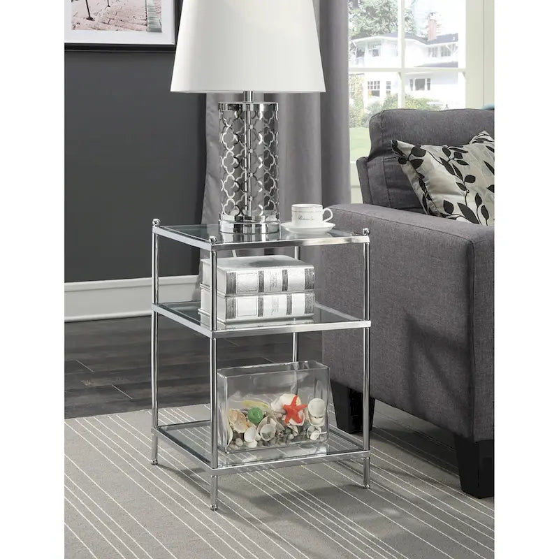 Convenience Concepts Royal Crest 3 Tier Glass End Table