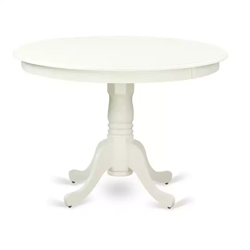 HomeStock Belmont 5PC Round 42 inch Table and 4 Panel Back Chairs, Linen White