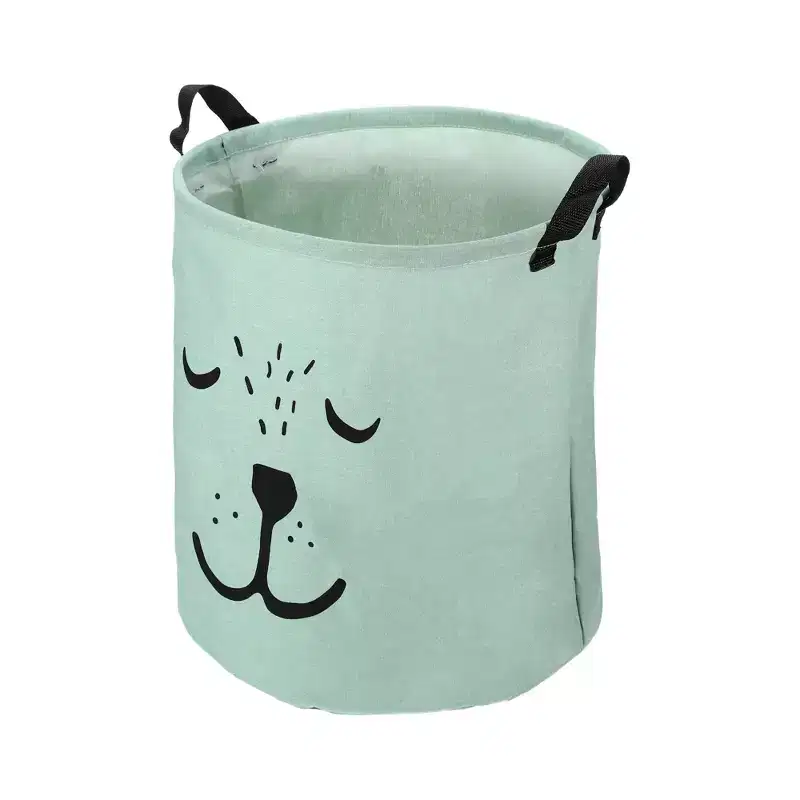 Unique Bargains 2441 Cubic-in Foldable Cylindrical Laundry Basket Green 1 Pc