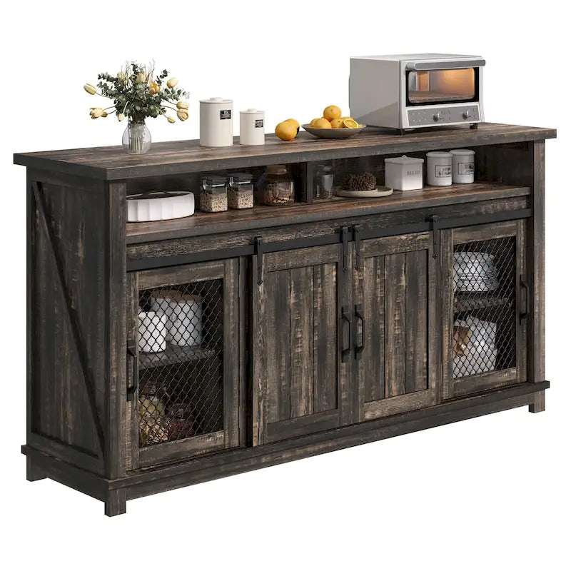 Farmhouse Sideboard Buffet Cabinet with Sliding Barn Doors