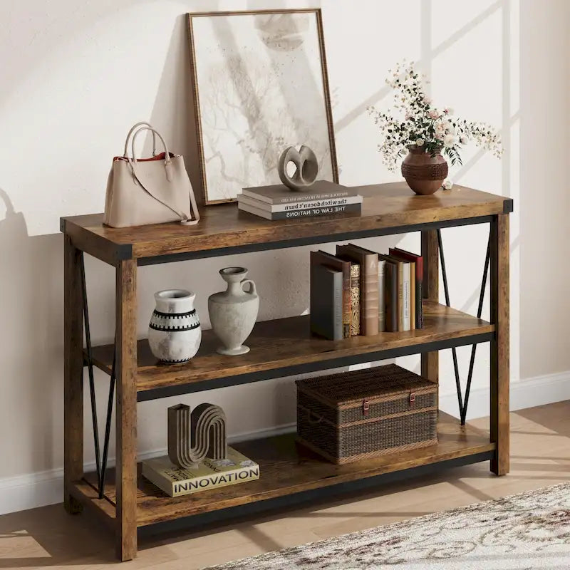 Farmhouse Entryway Table,47 Inch Narrow Long Console Table with Storage