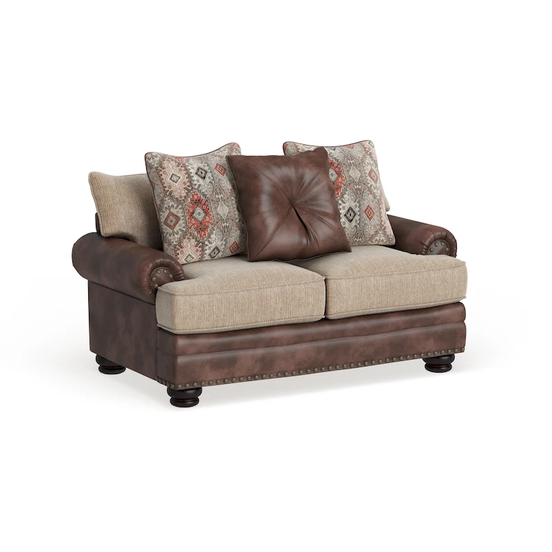 Dhirendra Traditional Brown Faux Leather Loveseat by Furniture of America