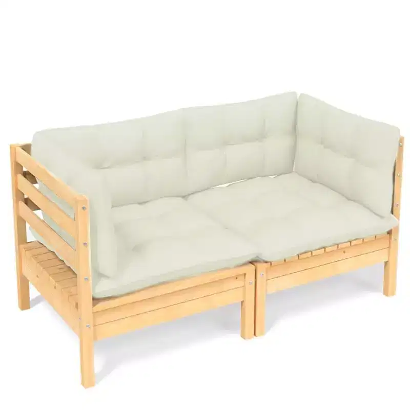 vidaXL Solid Wood Pine 2-Seater Patio Sofa with Cushions Seat Multi Colors