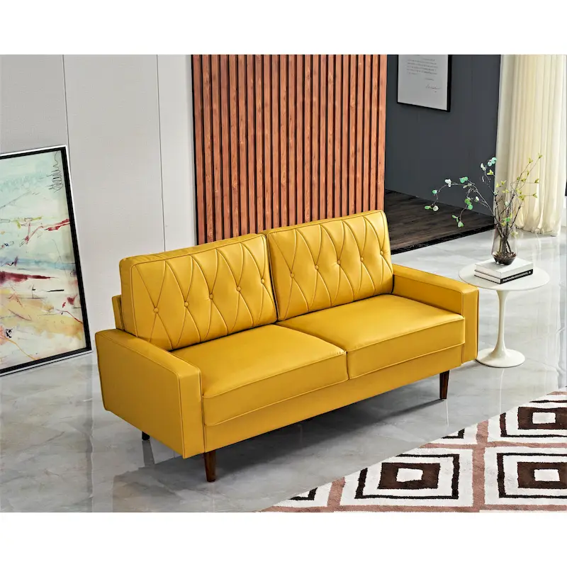 Faux Leather Cushion Back Sofa
