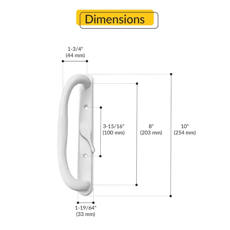 Brixwell 13-341w Patio Door Handle Set Offset Latch Without Key White Finish