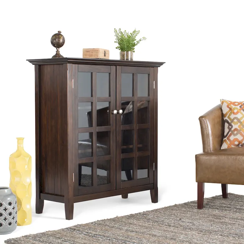 Normandy 39" Solid Wood Storage Cabinet | Tempered Glass Doors