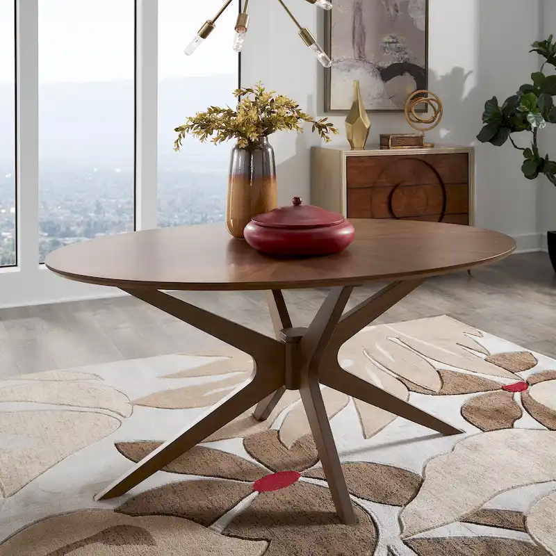 Vilnius Walnut Finish Oval Dining Table