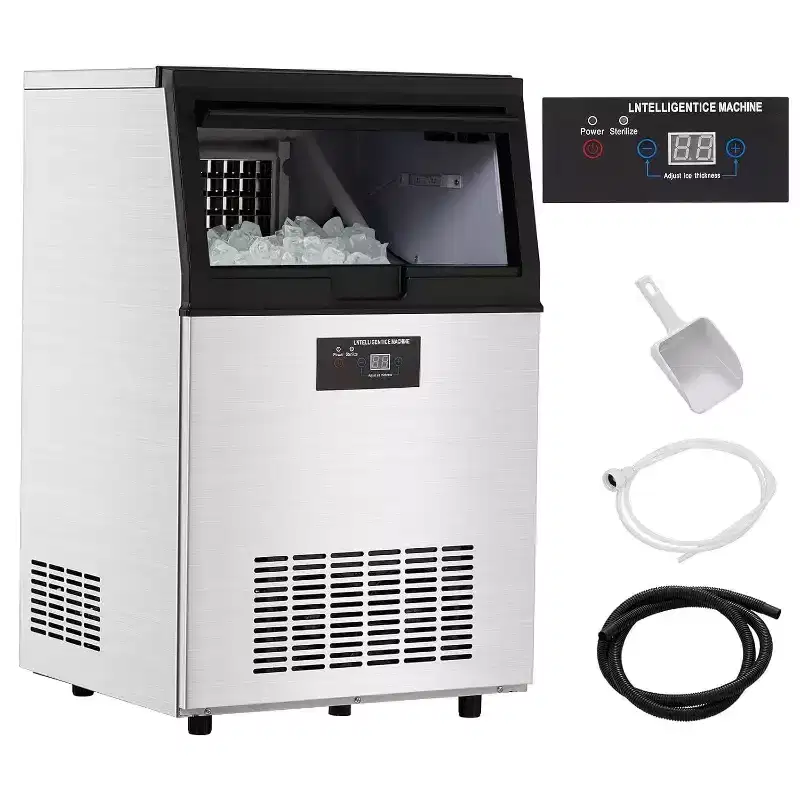 Acekool Commercial Ice Maker - 110Lbs/24H with 33Lbs Storage, Self-Cleaning, 40pc Ice Trays