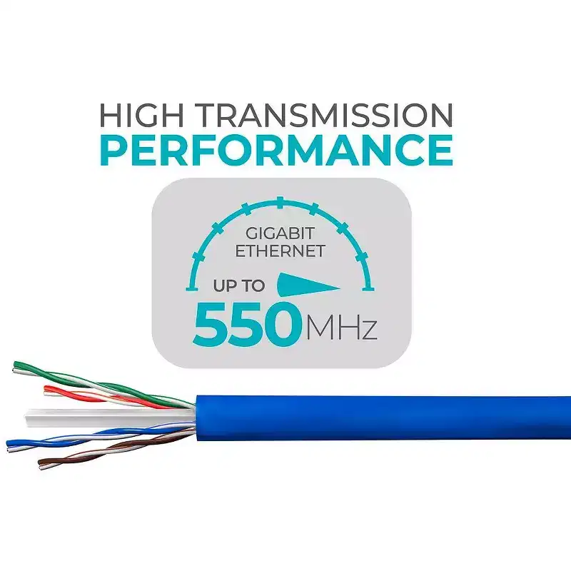 Monoprice Cat6 Ethernet Bulk Cable - 1000 Feet - Blue, Solid, 550MHz, UTP, CMR, Riser Rated, Pure Bare Copper Wire, 23AWG, No Logo, (UL)