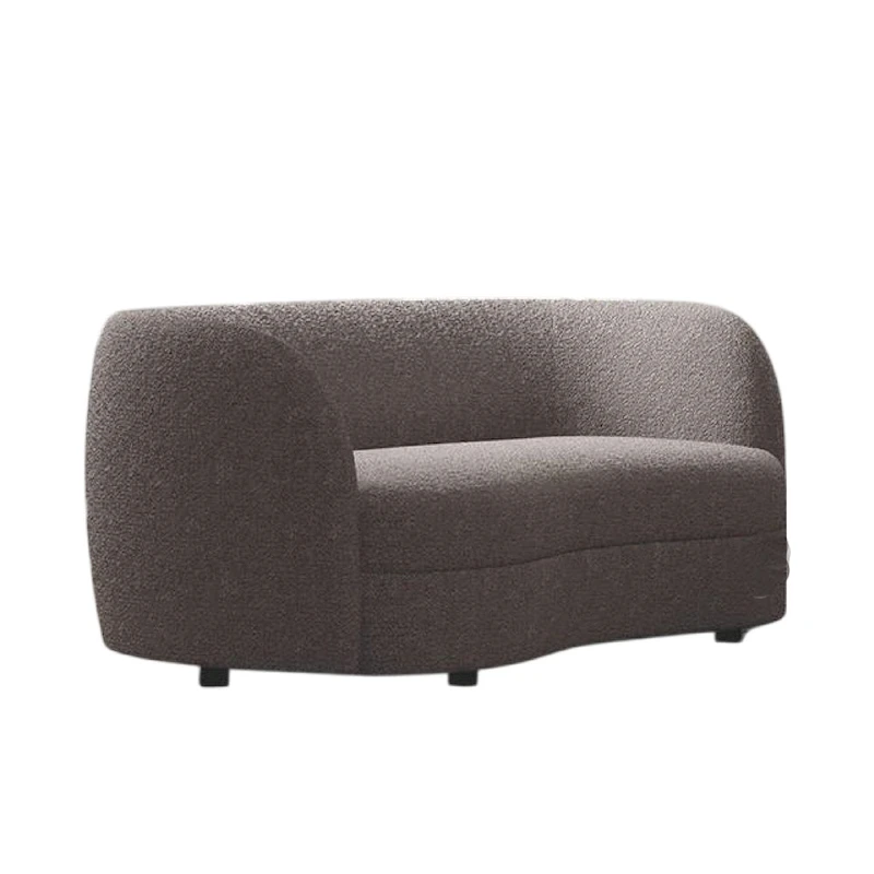 Srey Loveseat, 64 Inch, Charcoal Gray Boucle, Curved Kidney Shape