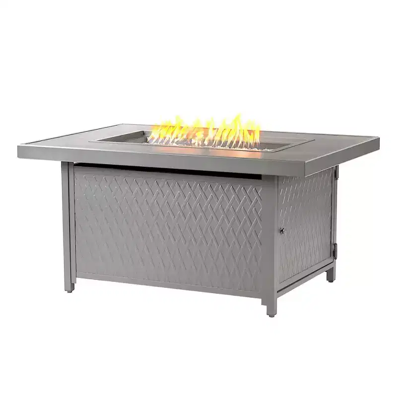 Oakland Living Aluminum Rectangle 55000 BTUs Propane Textured Weave Design Outdoor Patio Dining Table