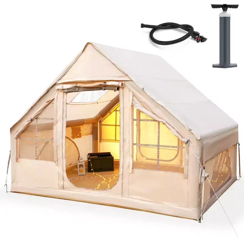 Inflatable Camping Tent 6 Person with Awning and Skylight Quick Setup Waterproof Family Tent Lightweight Portable for Outdoor Adventures